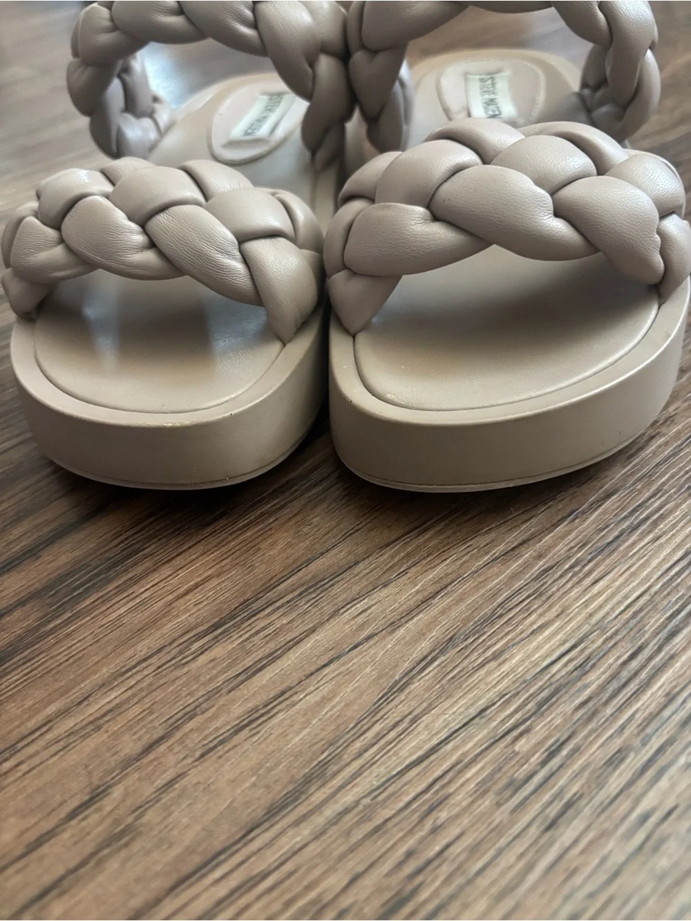 Steve Madden Braided Double Strap Platform Slide Sandal 6M Taupe